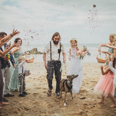 Lusty Glaze Beach, a dog friendly wedding venue in Cornwall
