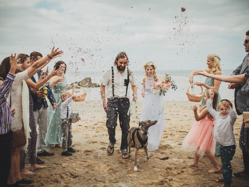 Lusty Glaze Beach, a dog friendly wedding venue in Cornwall
