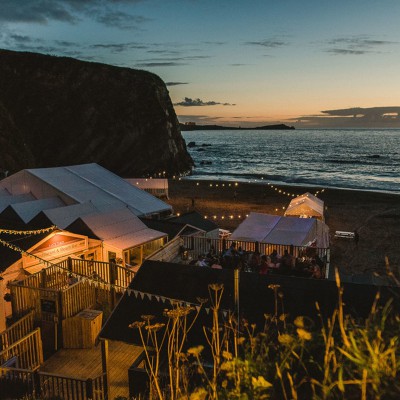 Lusty Glaze Beach at night