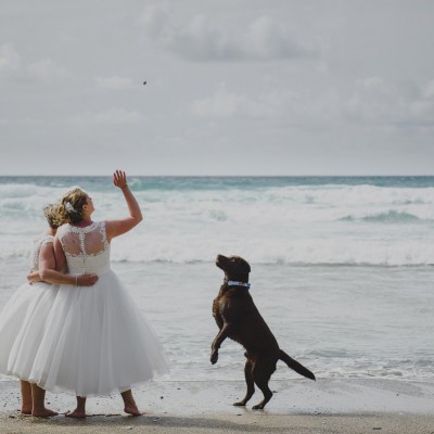 Dog friendly weddings at Lusty Glaze Beach in Newquay, Cornwall