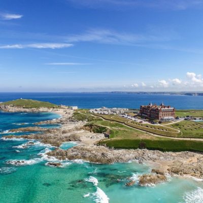 Aerial view of The Headland Hotel in Newquay