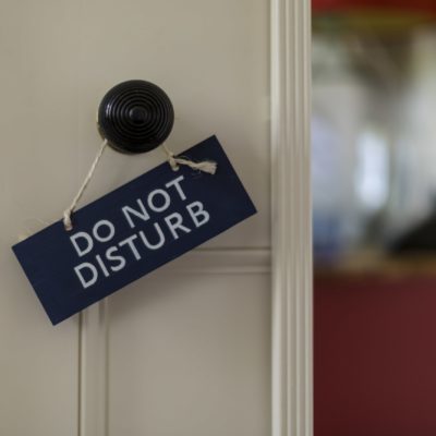 Do not disturb sign at No. 38 The Park