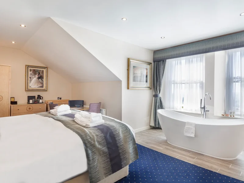 Deluxe suite with a freestanding bath at The Moorland Country Hotel, Haytor