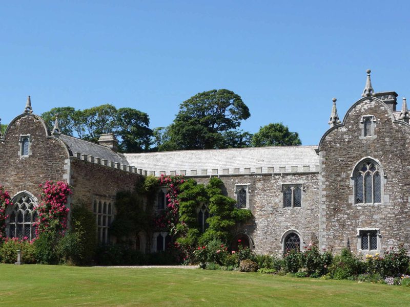 Historic stone frontage of Trewan Hall near St Columb, Cornwall